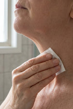 Step one, cleanse the neck with the prep pad